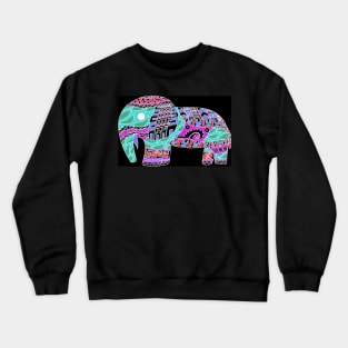 elephant in rainbow folk arts ecopop pattern Crewneck Sweatshirt